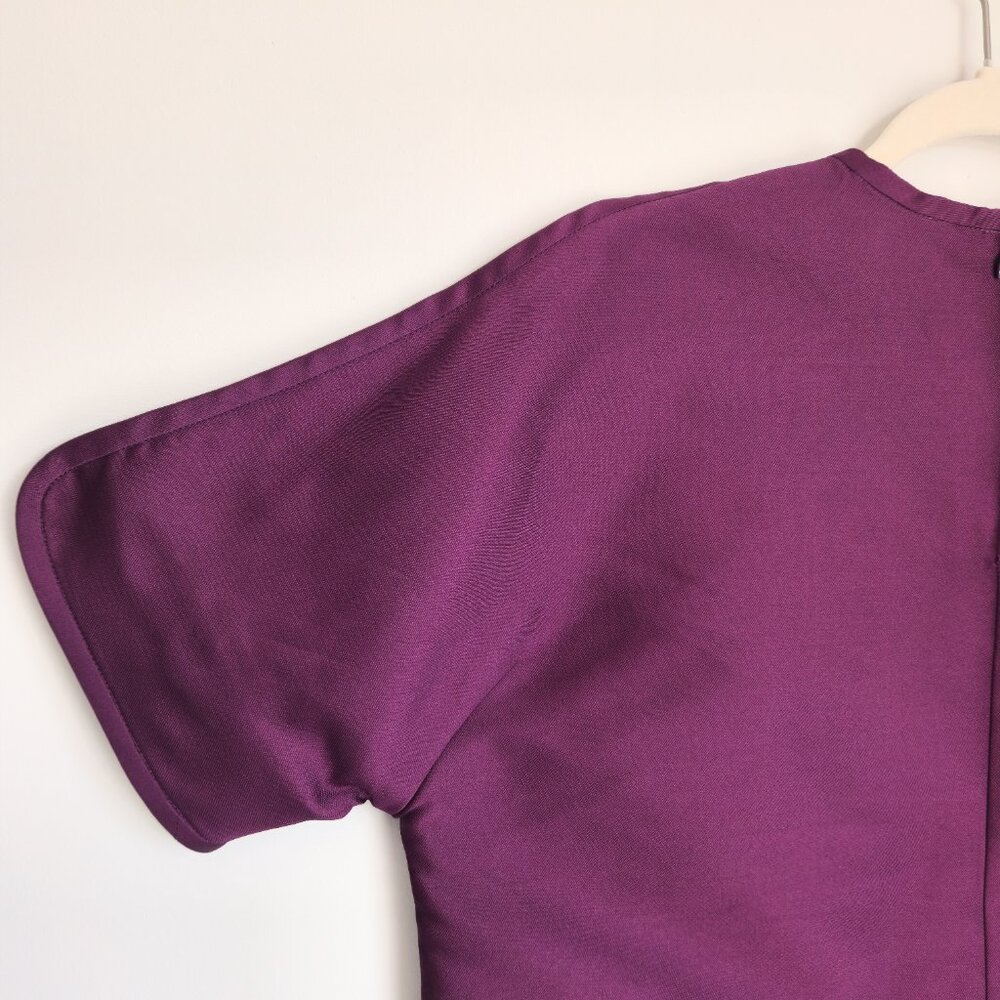 NWT Carven Size 8US Violet Short Sleeve T-shirt en mika Zipper Back Relaxed Fit - Picture 10 of 13